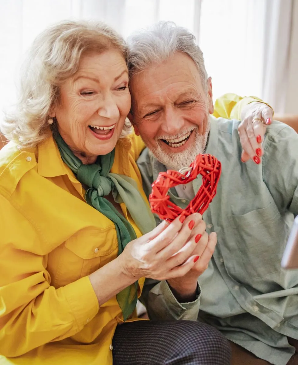Senior couple Valentine's Day Zoom Call